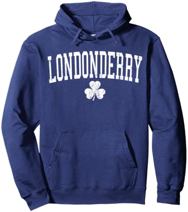 Londonderry Ireland St Patricks Day Distressed Shamrock T-Shirt Hoodie - Hoodie | Navy