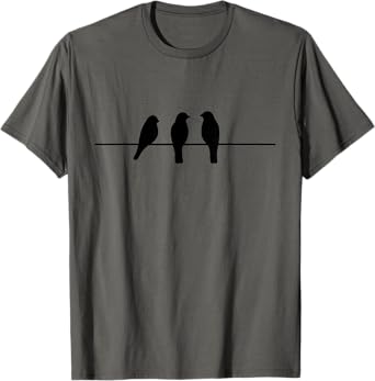 Three Birds on a Wire Minimalist Silhouette Gift Idea T-Shirt