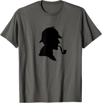 Famous Sherlock Holmes detective silhouette hat pipe book T-Shirt