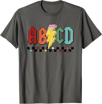 ABCD Pencil Lightning Rock'n Roll Teacher Back To School T-Shirt