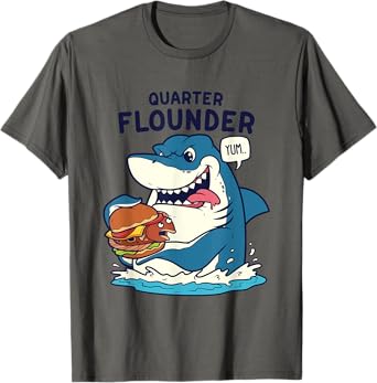 Funny Great White Shark Quarter Flounder Pun Shark T-Shirt