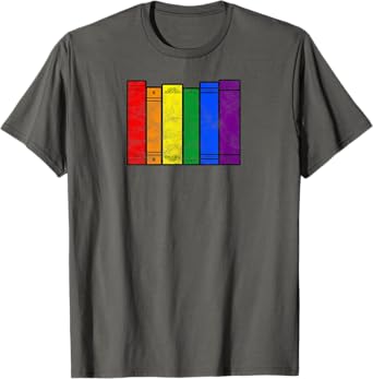 Pride Flag Books Bookish Rainbow Queer Reader Gay Writer T-Shirt