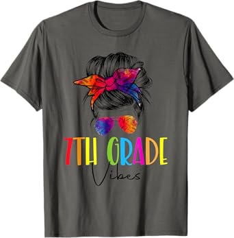 Back To School Seventh Grade Vibes First Day Teacher Tie Dye T-Shirt