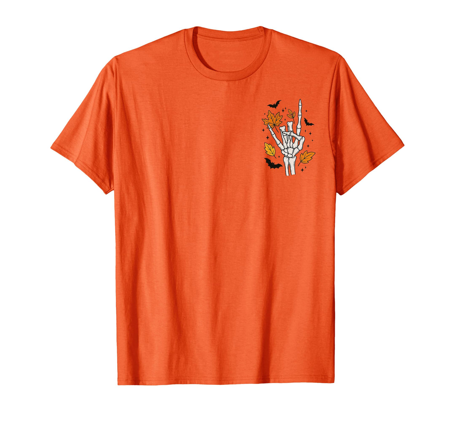 (2 Sided) Skeleton Fall Breeze Autumn Leaves T-Shirt