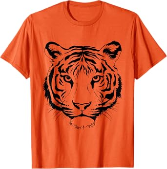 Orange Tiger Face Wild Animals For Women Men Kids Tiger Head T-Shirt