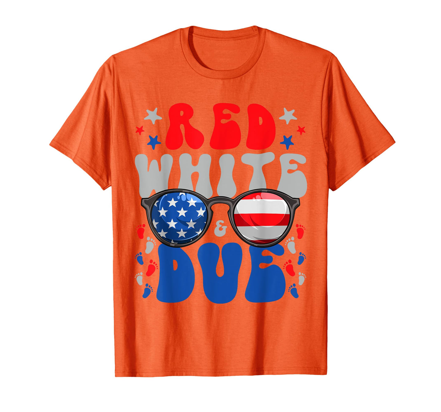 4th of July Pregnancy Dress Red White And Due Baby Reveal Women Men T-Shirt