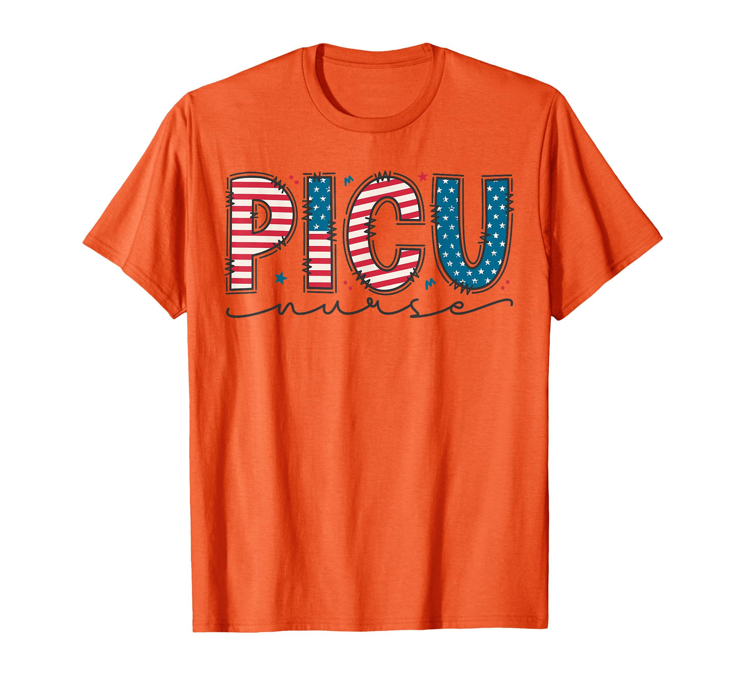 4th of July PICU Nurse, Pediatric Intensive Care Unit Nurse T-Shirt
