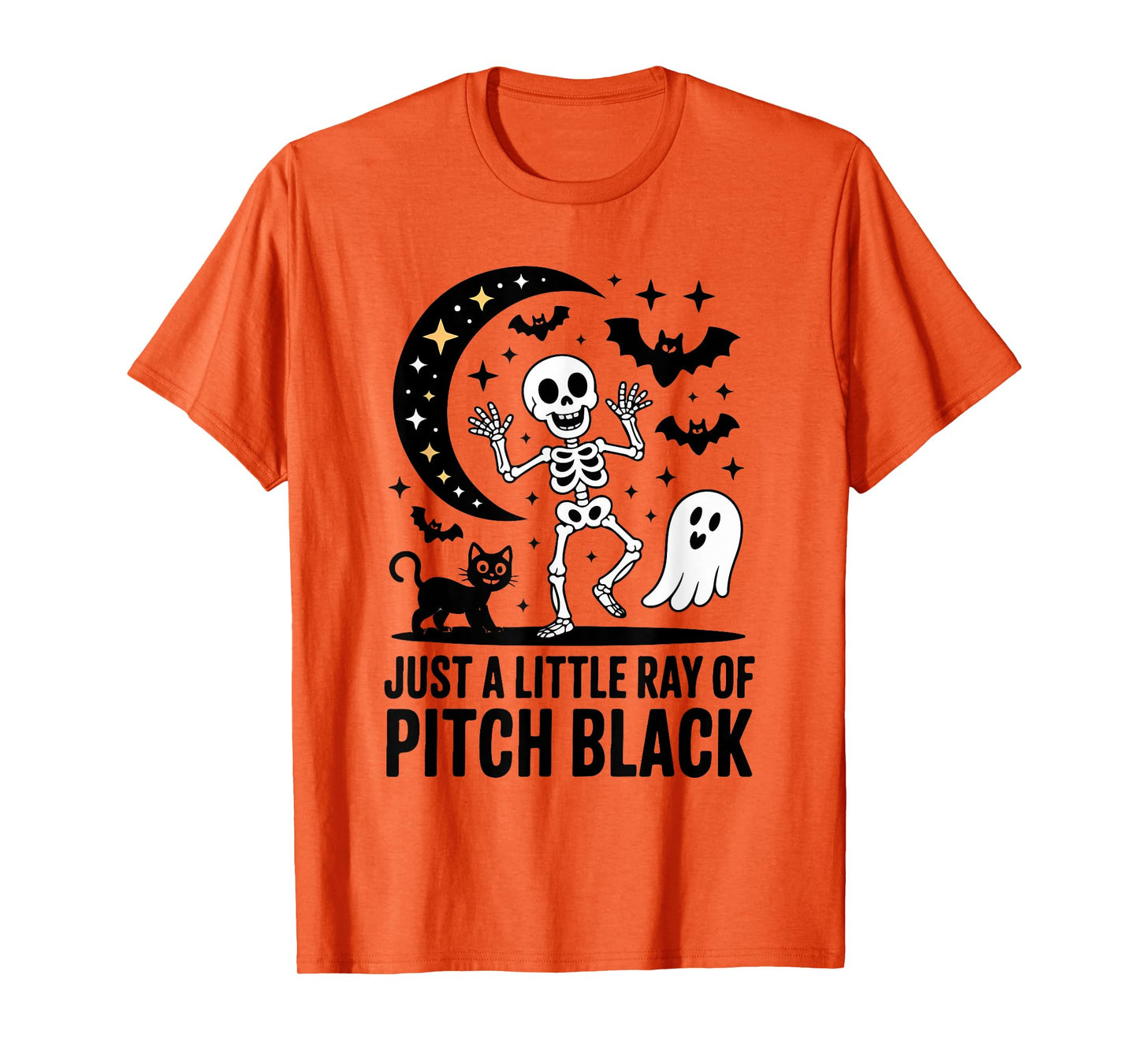 A Little Ray of Pitch Black Funny Halloween Skeleton Ghost T-Shirt