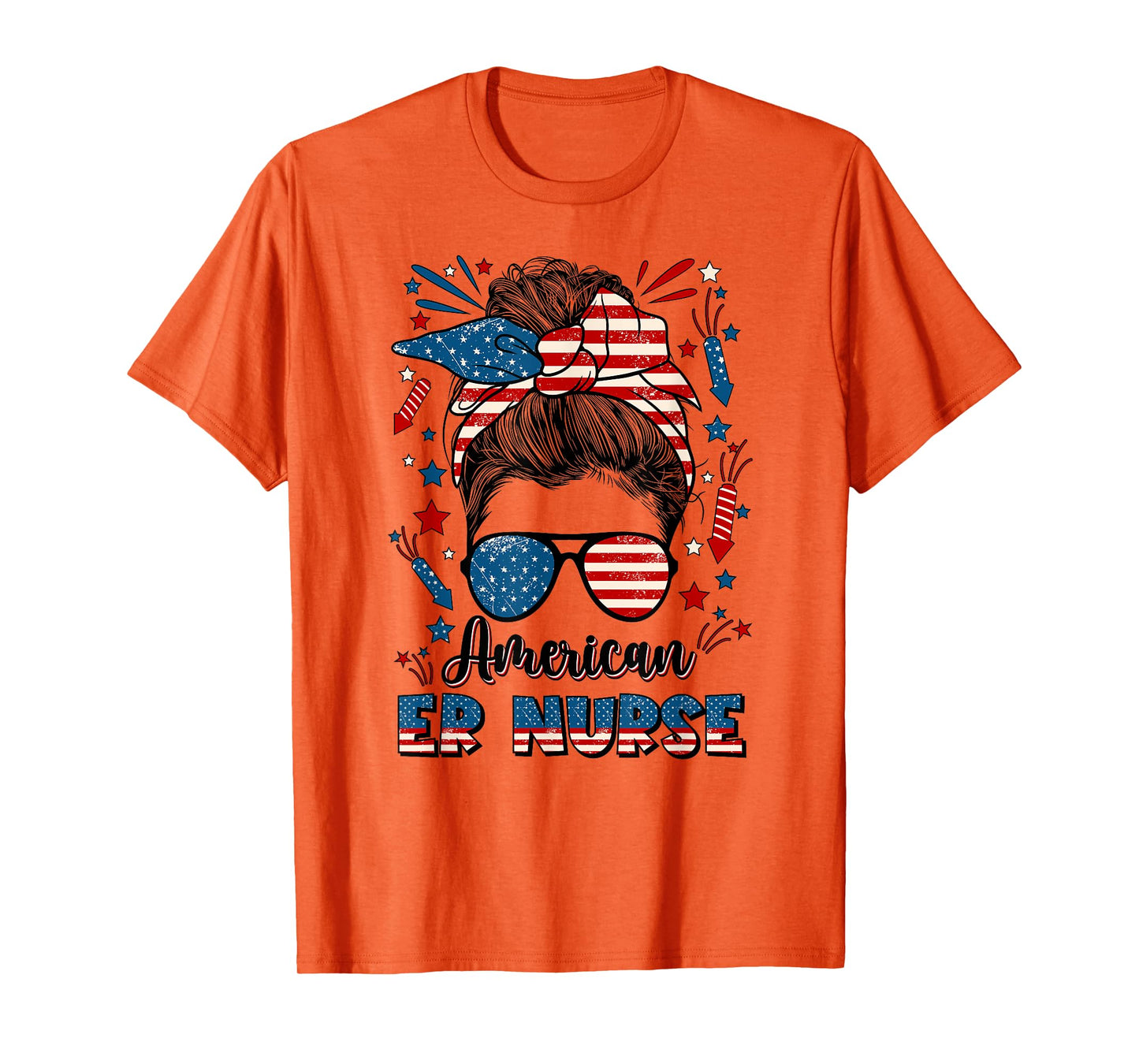 4th Of July Emergency Nurse American Flag ER Nurse T-Shirt