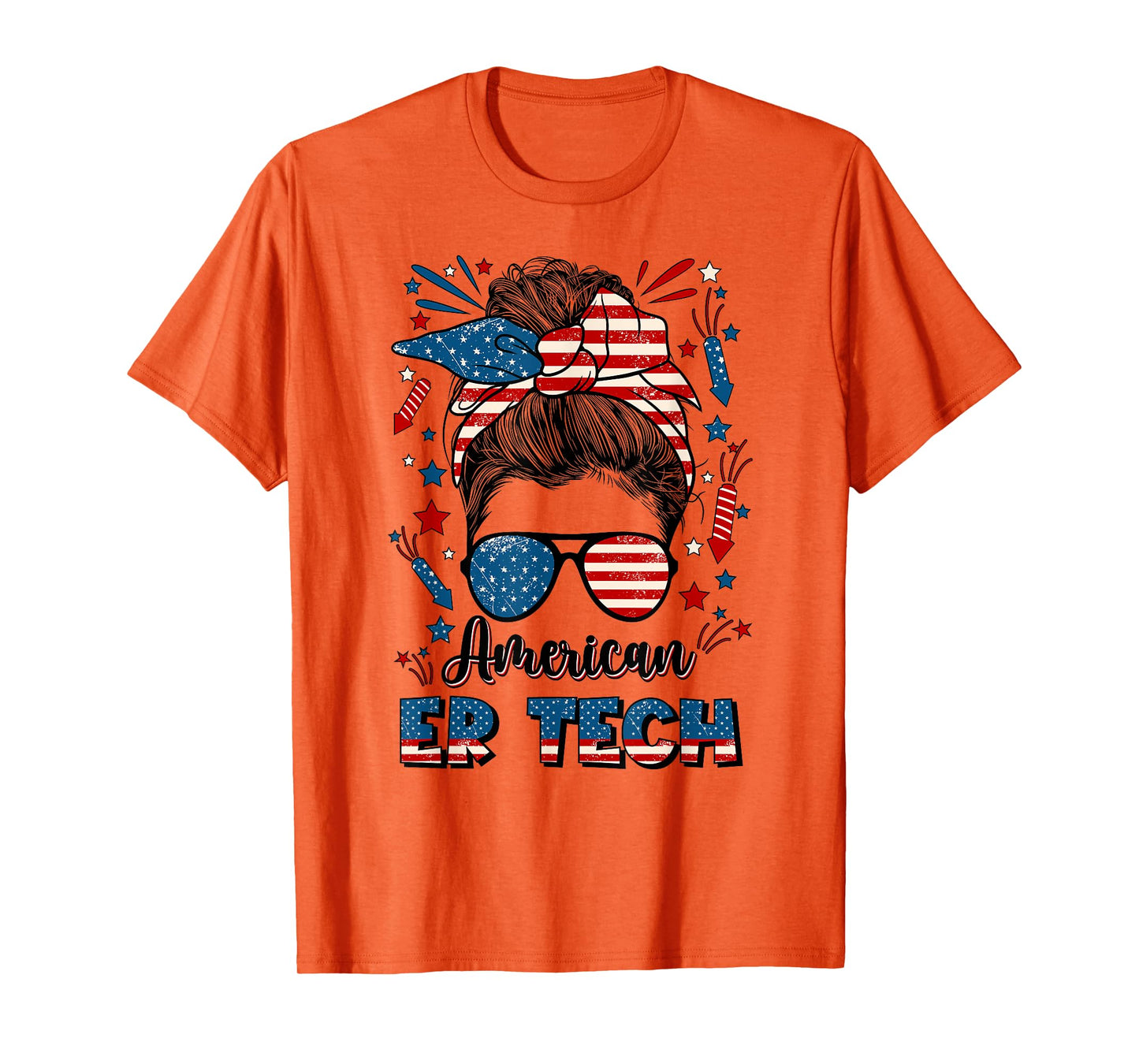 4th Of July ER Tech American Flag Emergency Room Technician Women Men T-Shirt