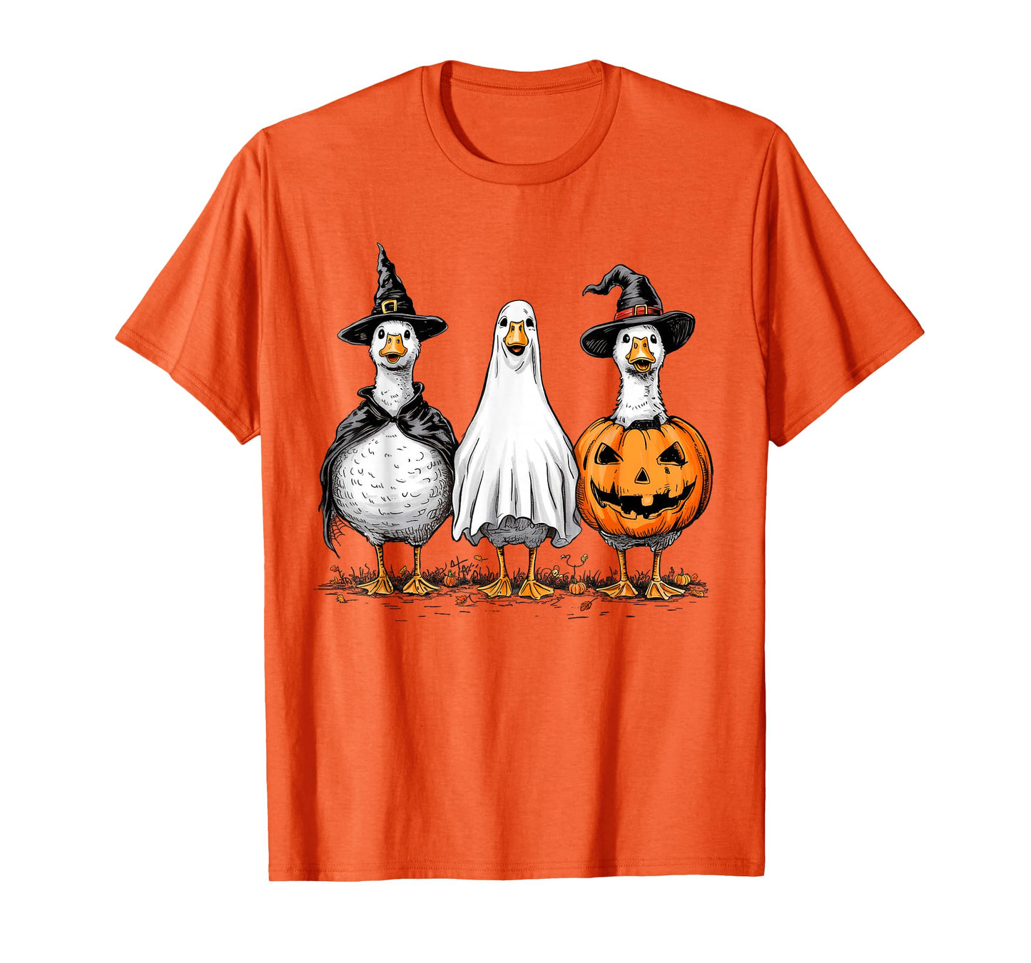 Halloween Goose Witch Ghost Pumpkin Skeleton Spooky Costume T-Shirt