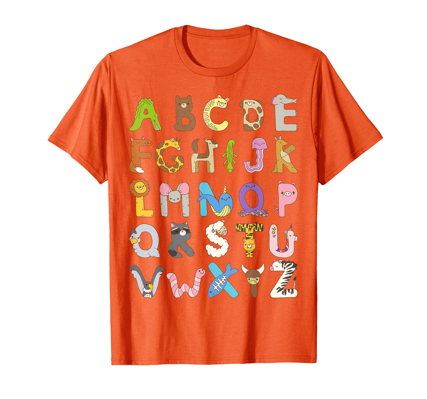 ABC Animals Alphabet Graphic Boys Girls Kindergarten Teacher T-Shirt