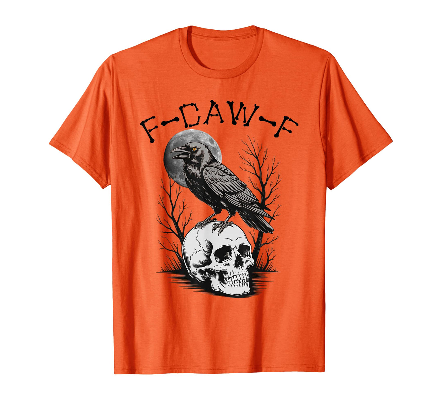 (ON Back) Black Crow, F-Caw-F Funny Black Bird Moon Gothic T-Shirt