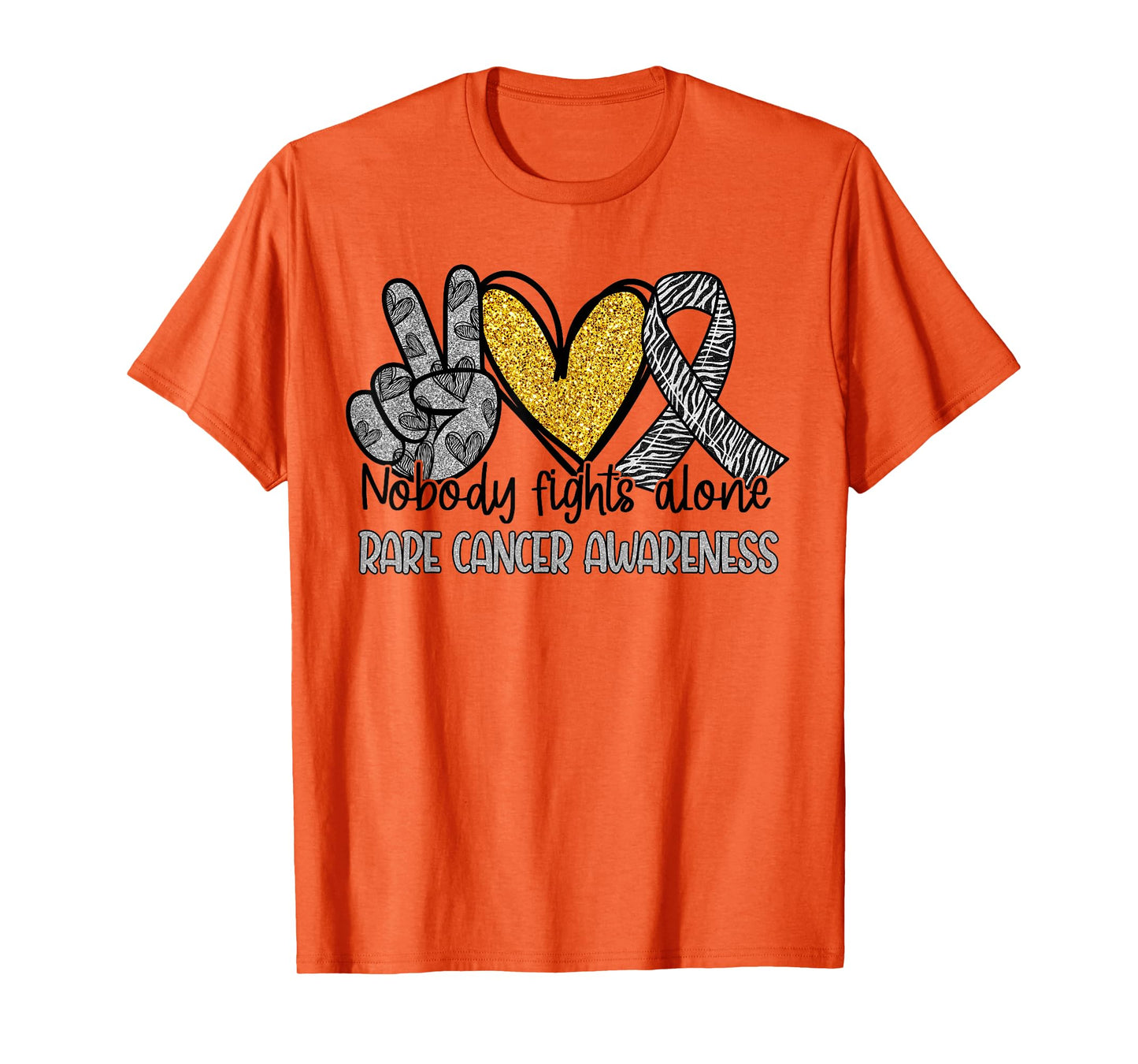 Nobody Fights Alone Zebra Ribbon Rare Cancer Awareness T-Shirt