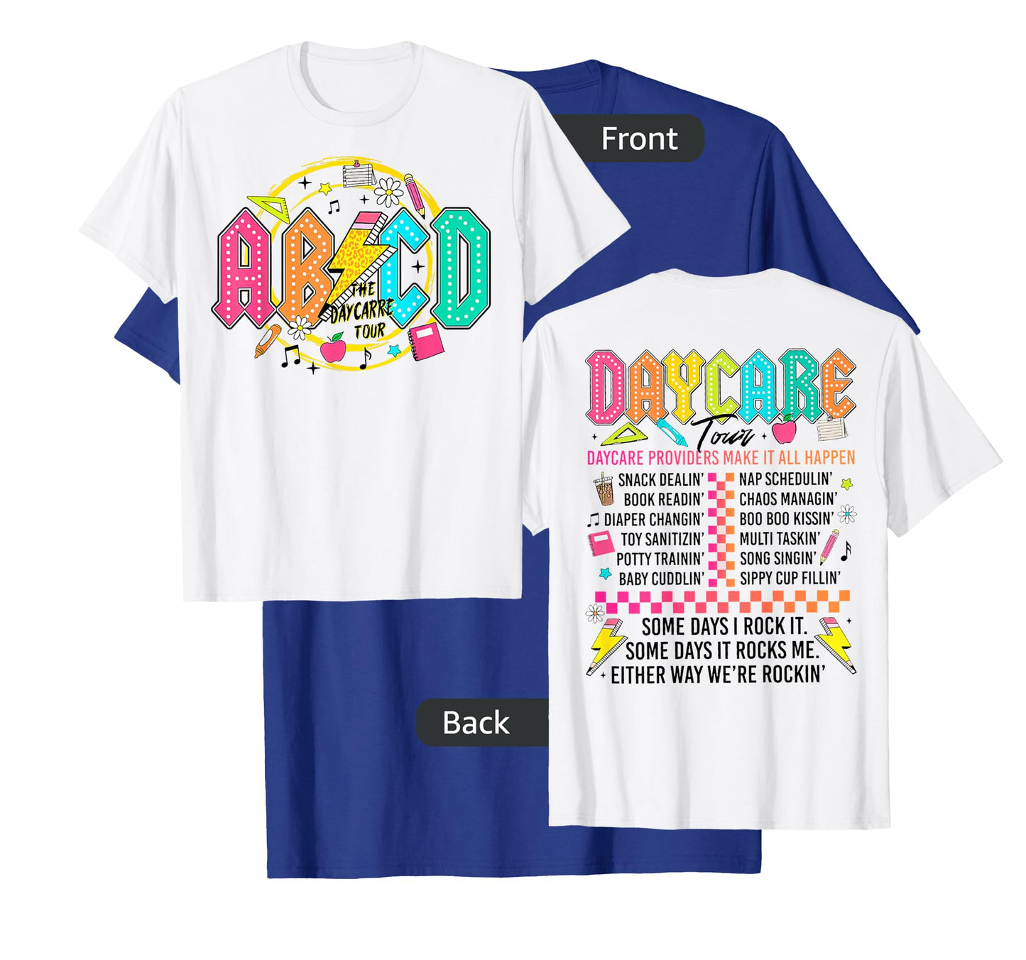 (2sided Front+Back) Retro The Daycare Tour, ABCD lightning T-Shirt