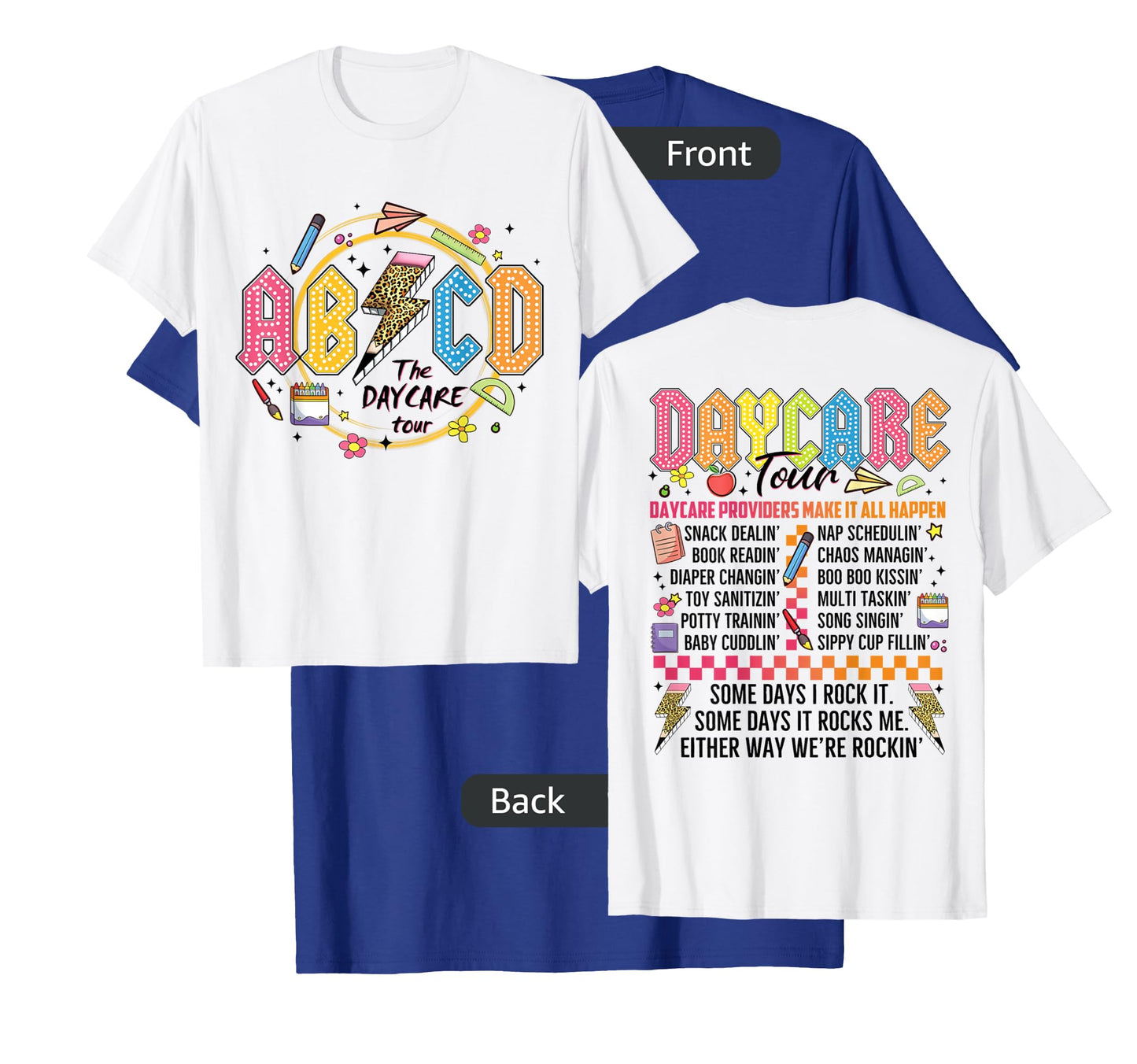 Funny ABCD Daycare Tour Retro Rockin' Back To School Gift T-Shirt