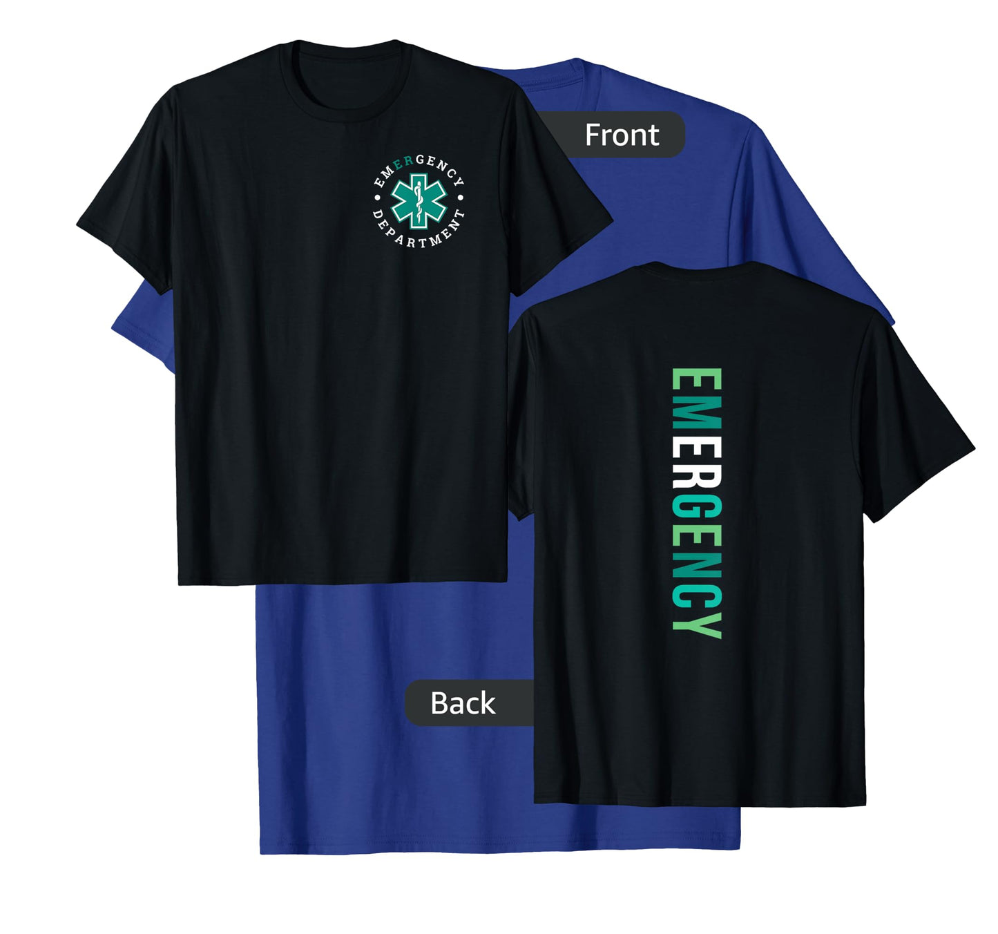 Emergency Department ER Trauma Front and Back Design T-Shirt, Small