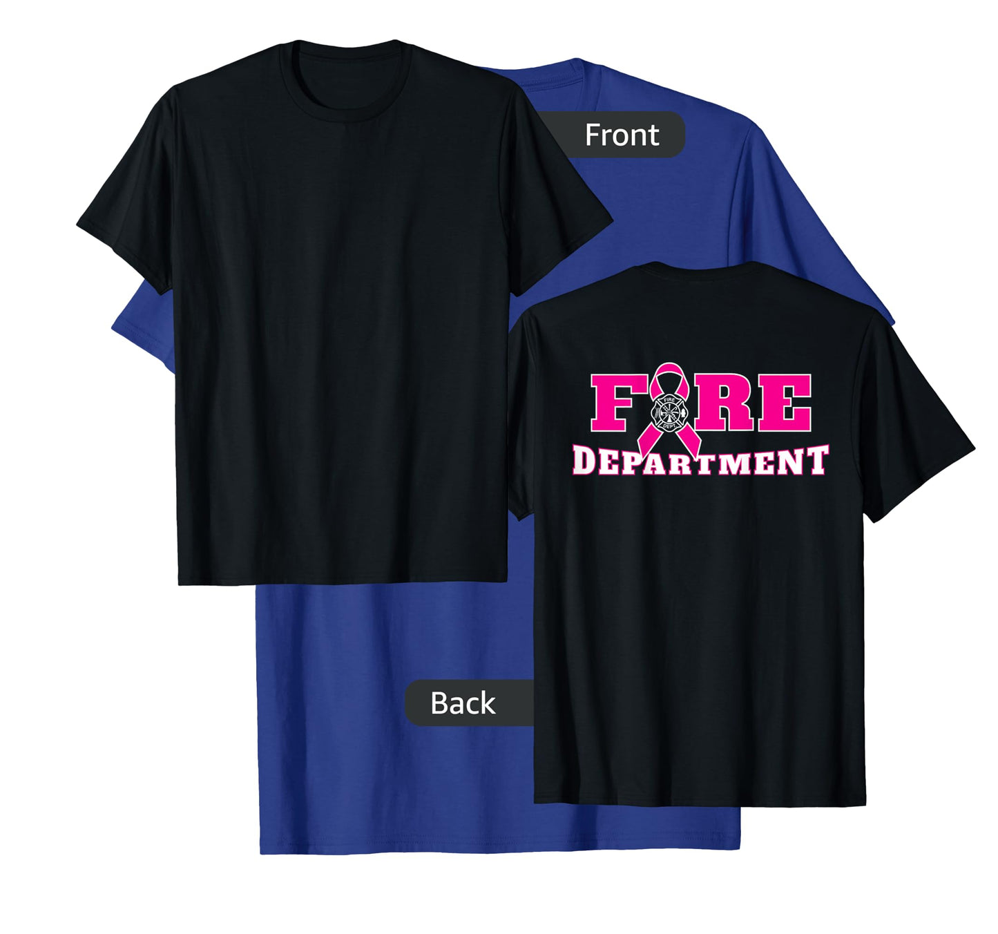 Breast Cancer Awareness Fire Department Pink Ribbon BACK T-Shirt