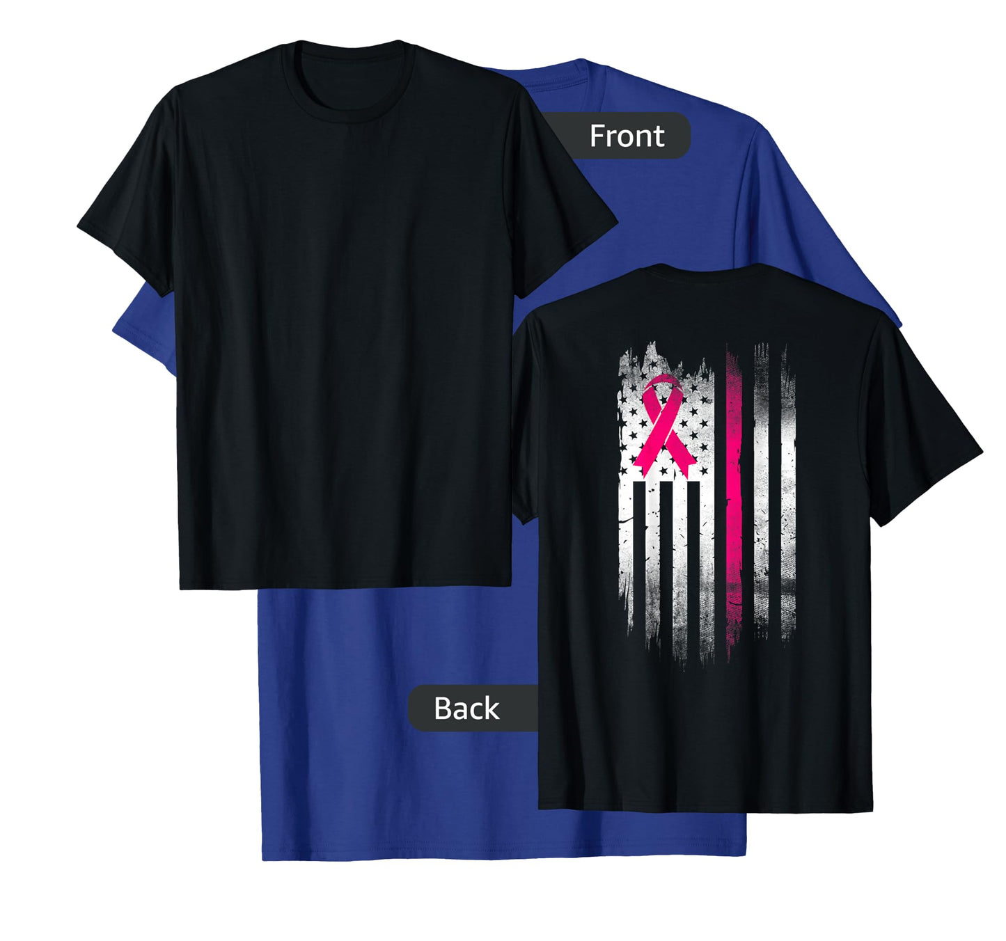 Breast Cancer Awareness Fight Pink Thing Ribbon USA flag T-Shirt