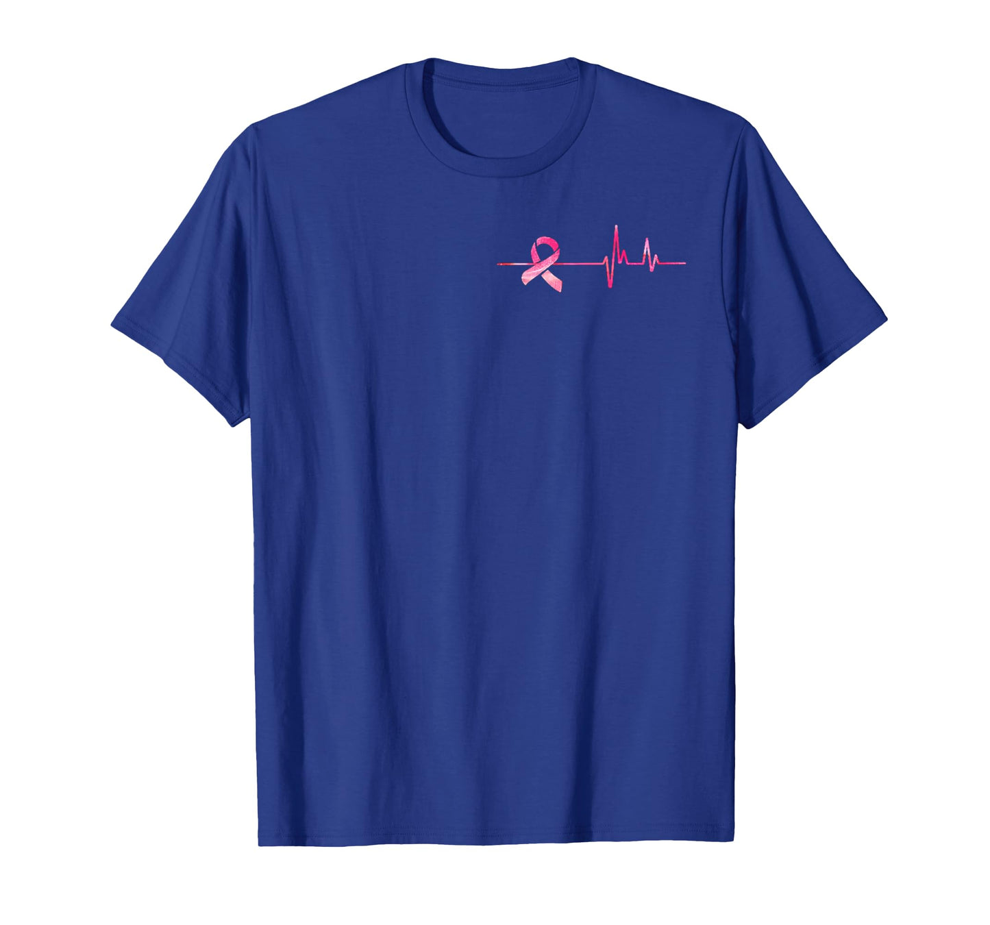 Pink Ribbon Heart Beat Breast Cancer American Flag (2 Sided) T-Shirt