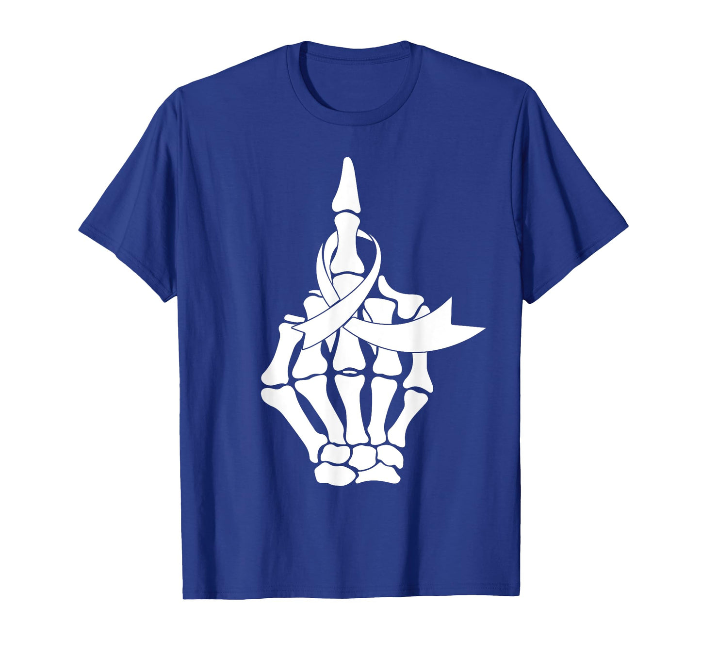Fuck Lung Cancer Middle Finger White Ribbon T-Shirt