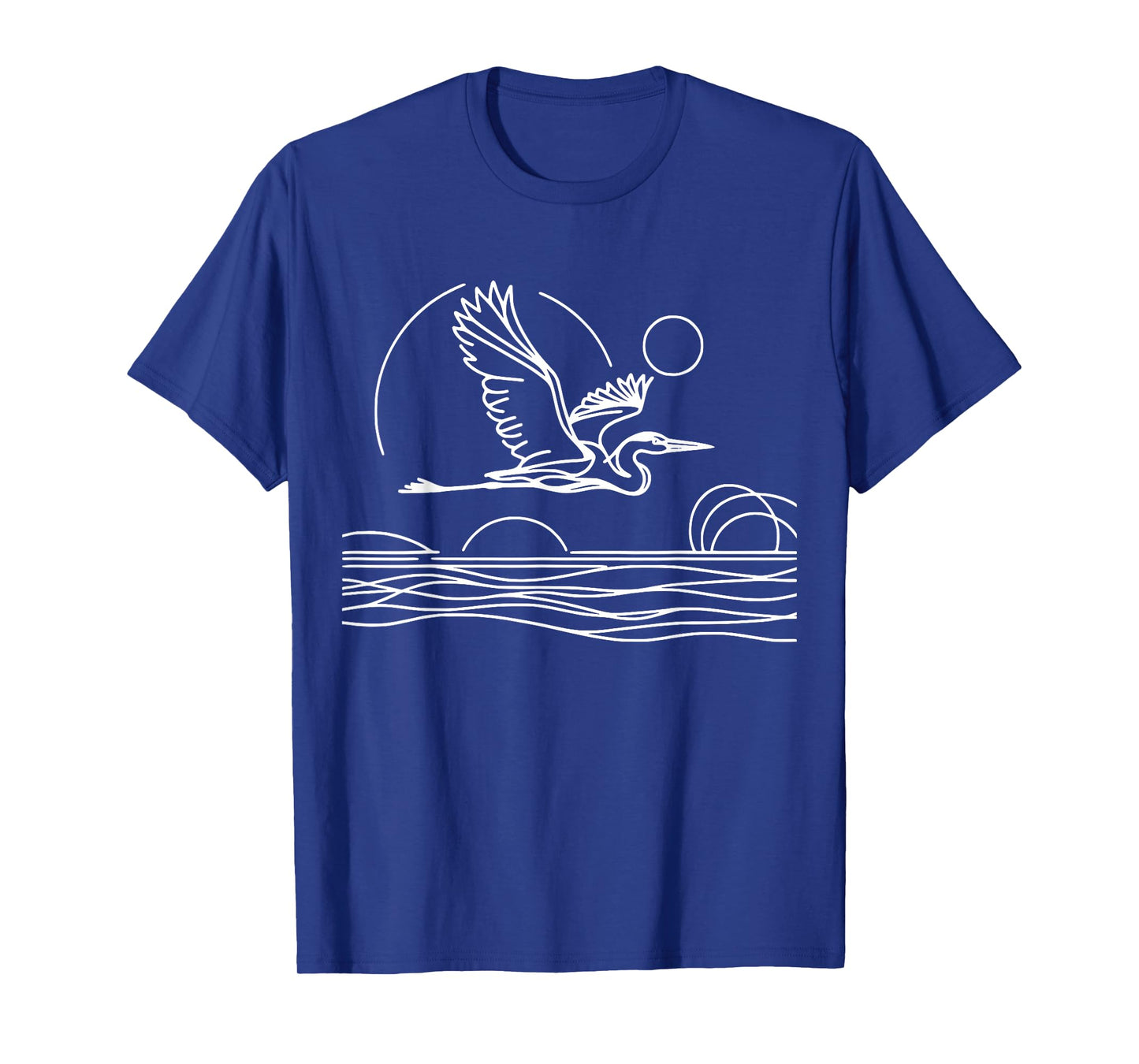 Line Art Bird & Ornithologist Great Blue Heron T-Shirt