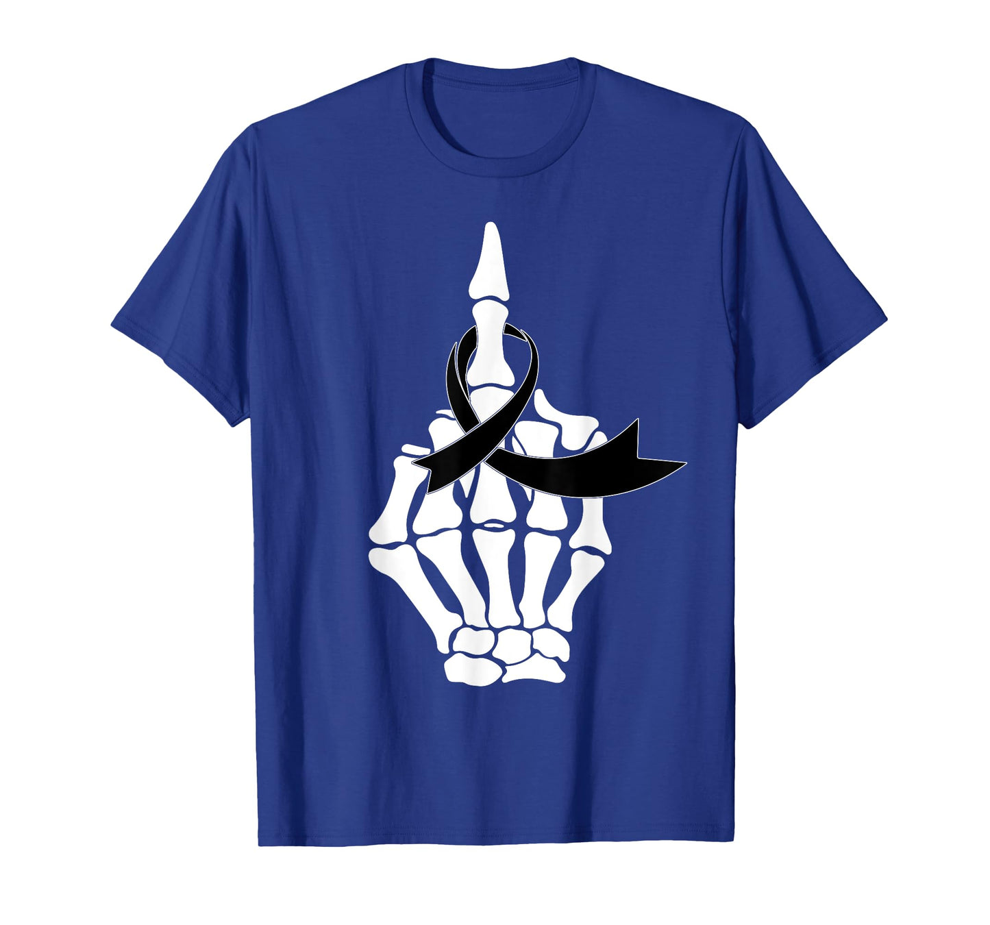 Fuck Skin Cancer Awareness Middle Finger Black Ribbon T-Shirt