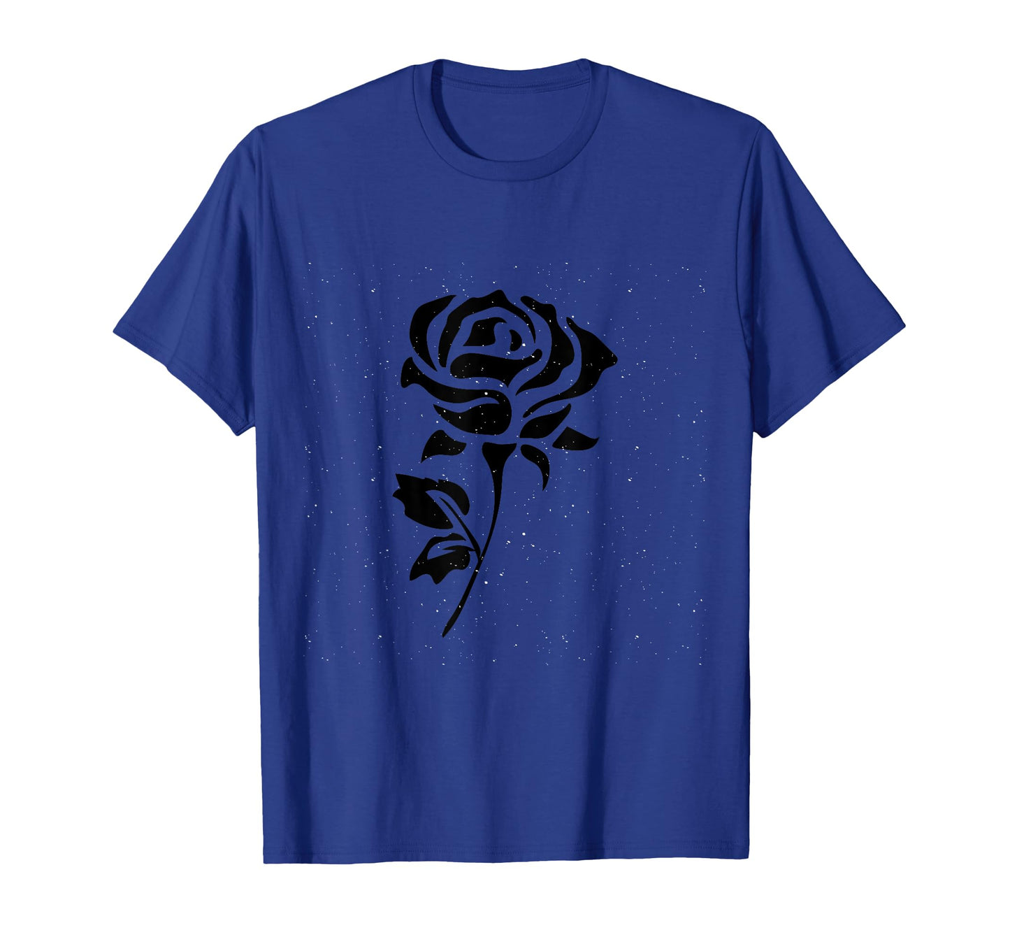 Black Flower Rose Design White T-Shirt