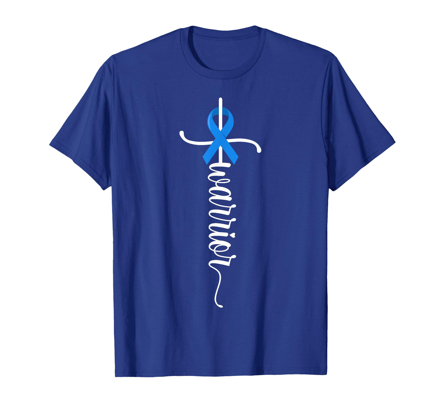 Warrior Christian Cross Survivor Blue Ribbon Colon Cancer T-Shirt