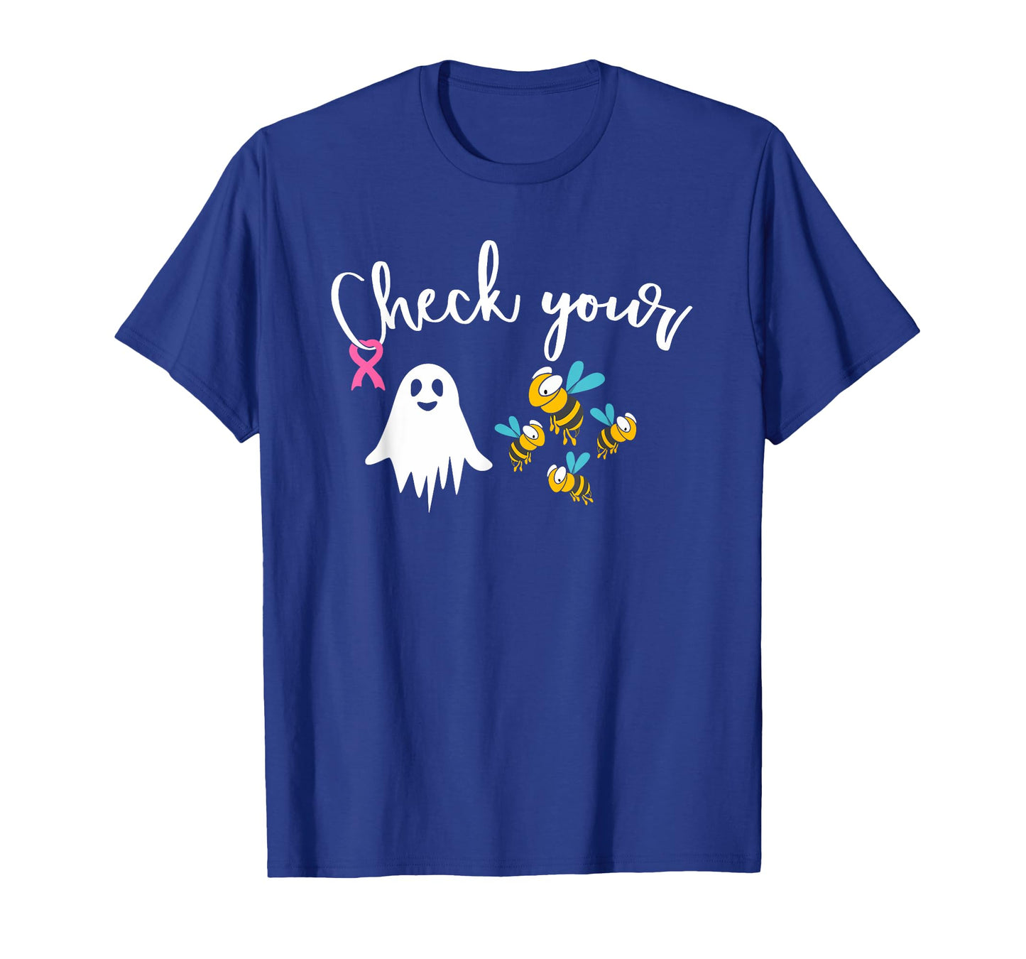 Check Your Boo Bees Breast Cancer Awareness Pink Ribbon T-Shirt