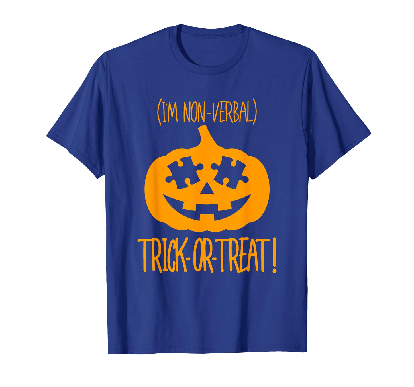 Trick or Treat Non-Verbal Halloween Pumpkin Autism Awareness T-Shirt