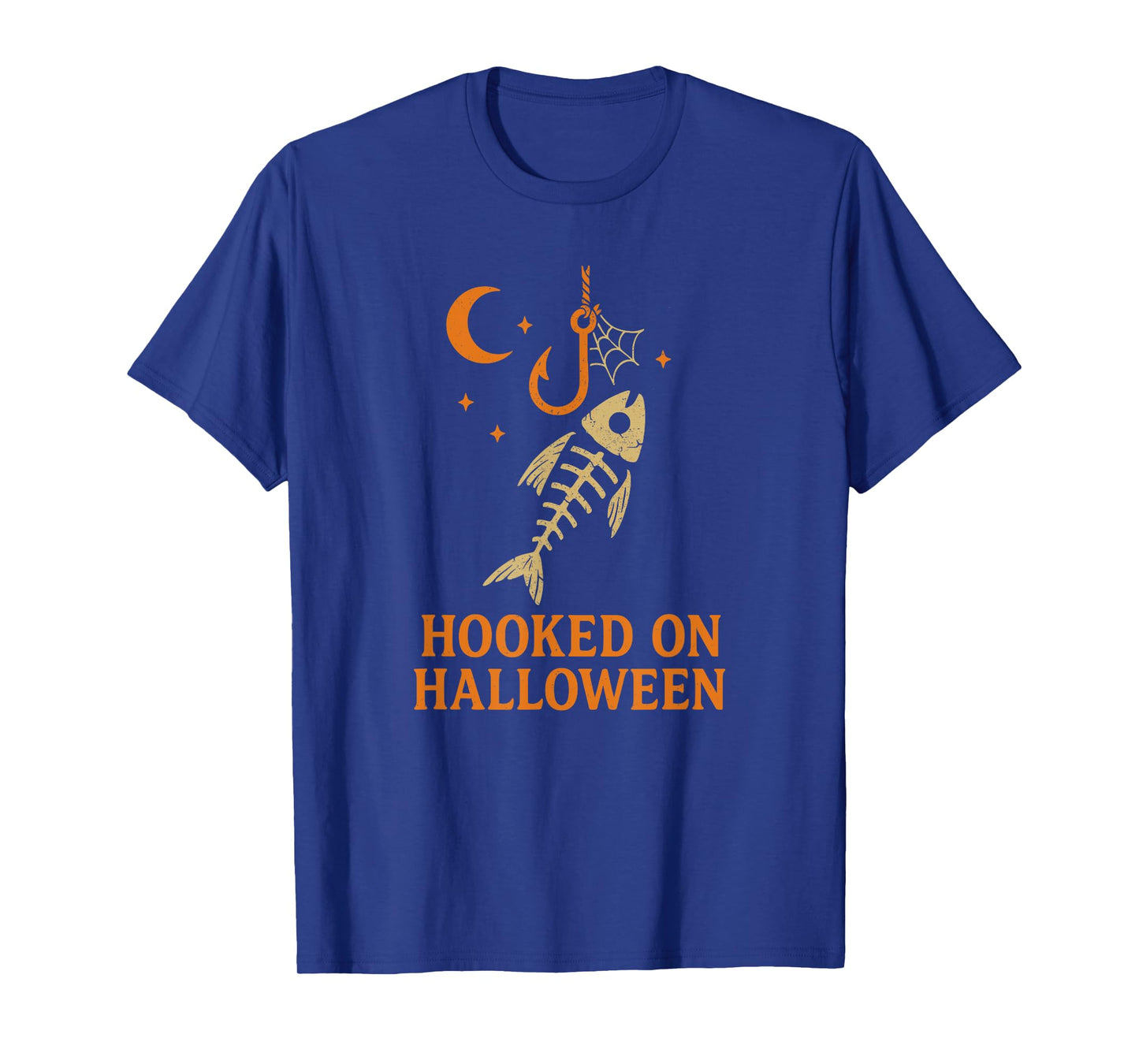 Hooked on Halloween Scary Fish Skeleton Cool Retro Fishing T-Shirt