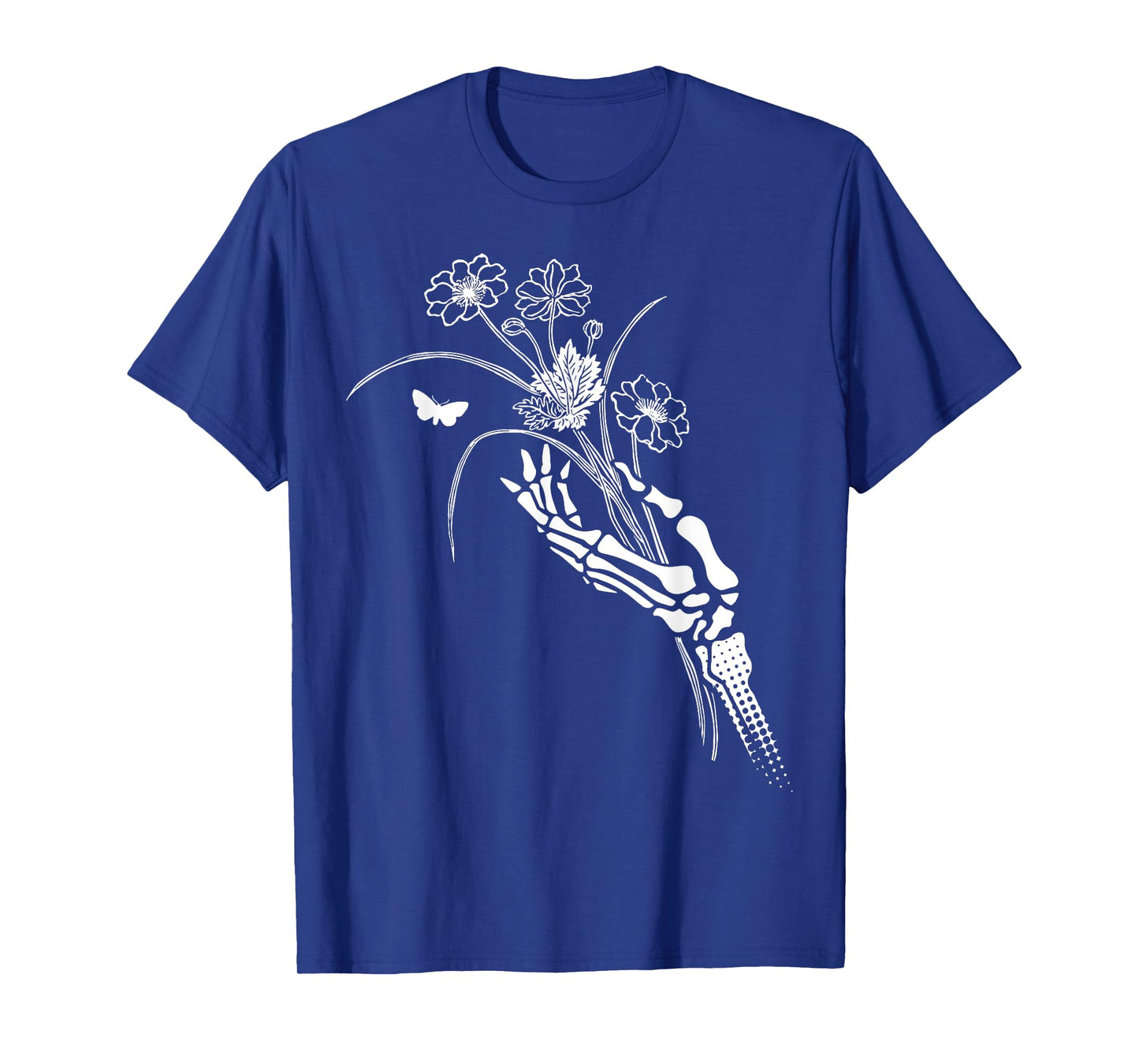 Skeleton Hand Holding Flowers Folkloric Wiccan Nature Witch T-Shirt