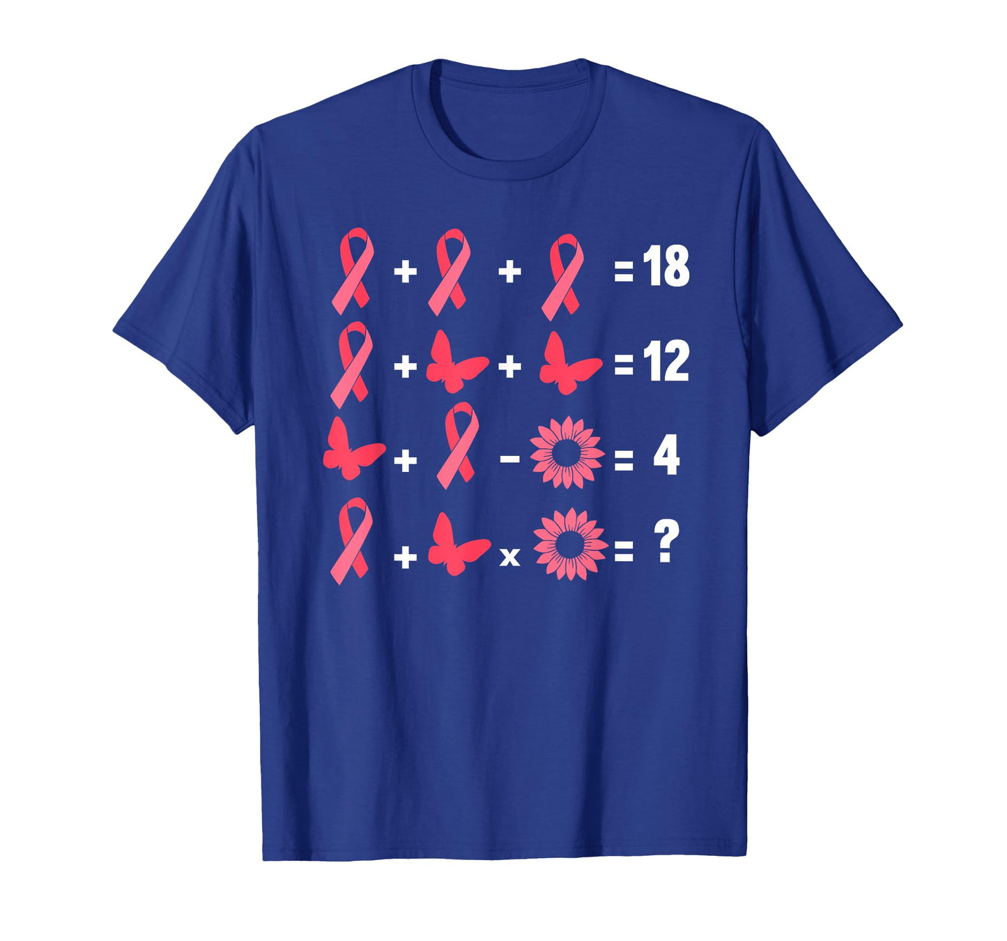 Math Equation Breast Cancer Awareness Teacher Pink Ribbon Men Women Girls Kids T-Shirt