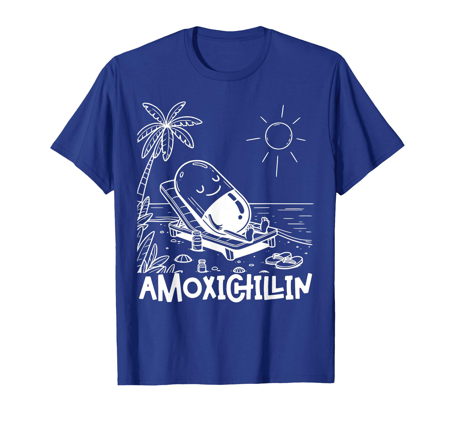Amoxichillin Funny Pill Beach Vacation Pharmacy Technician T-Shirt