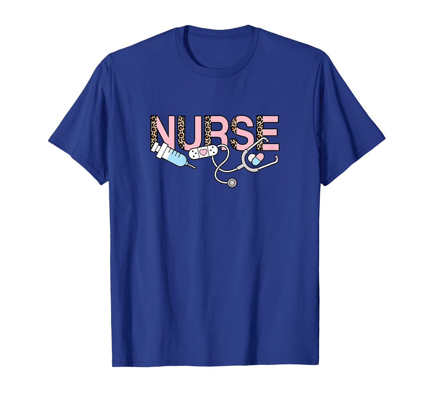 Cute Pink Nurse Leopard Print Nursing Women Girls T-Shirt