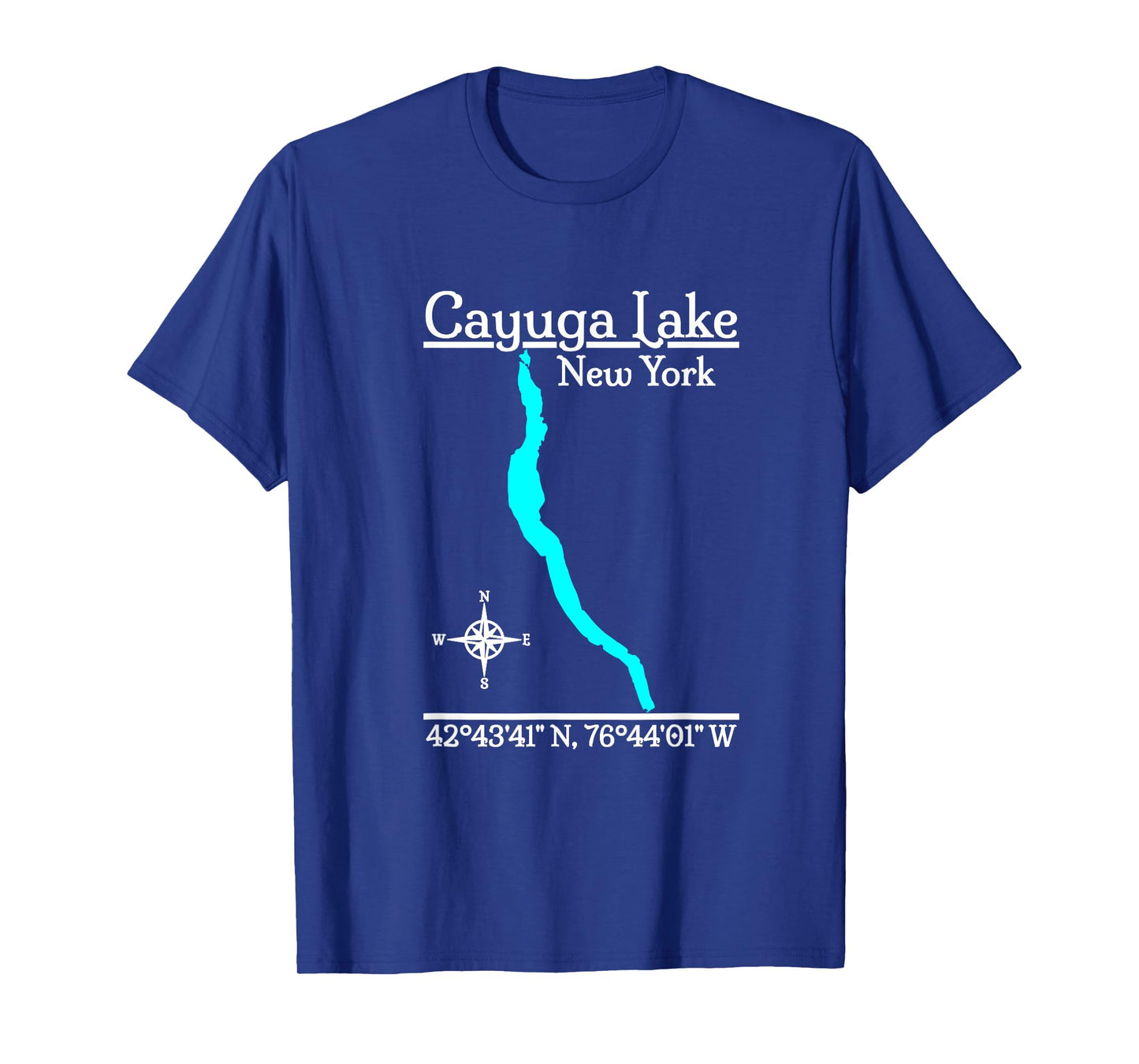Designed by GeoGearCo Cayuga Lake - New York T-Shirt - Unisex-Adults - Black - Small - Short Sleeve - Modern - Nature - Camping - All Seasons