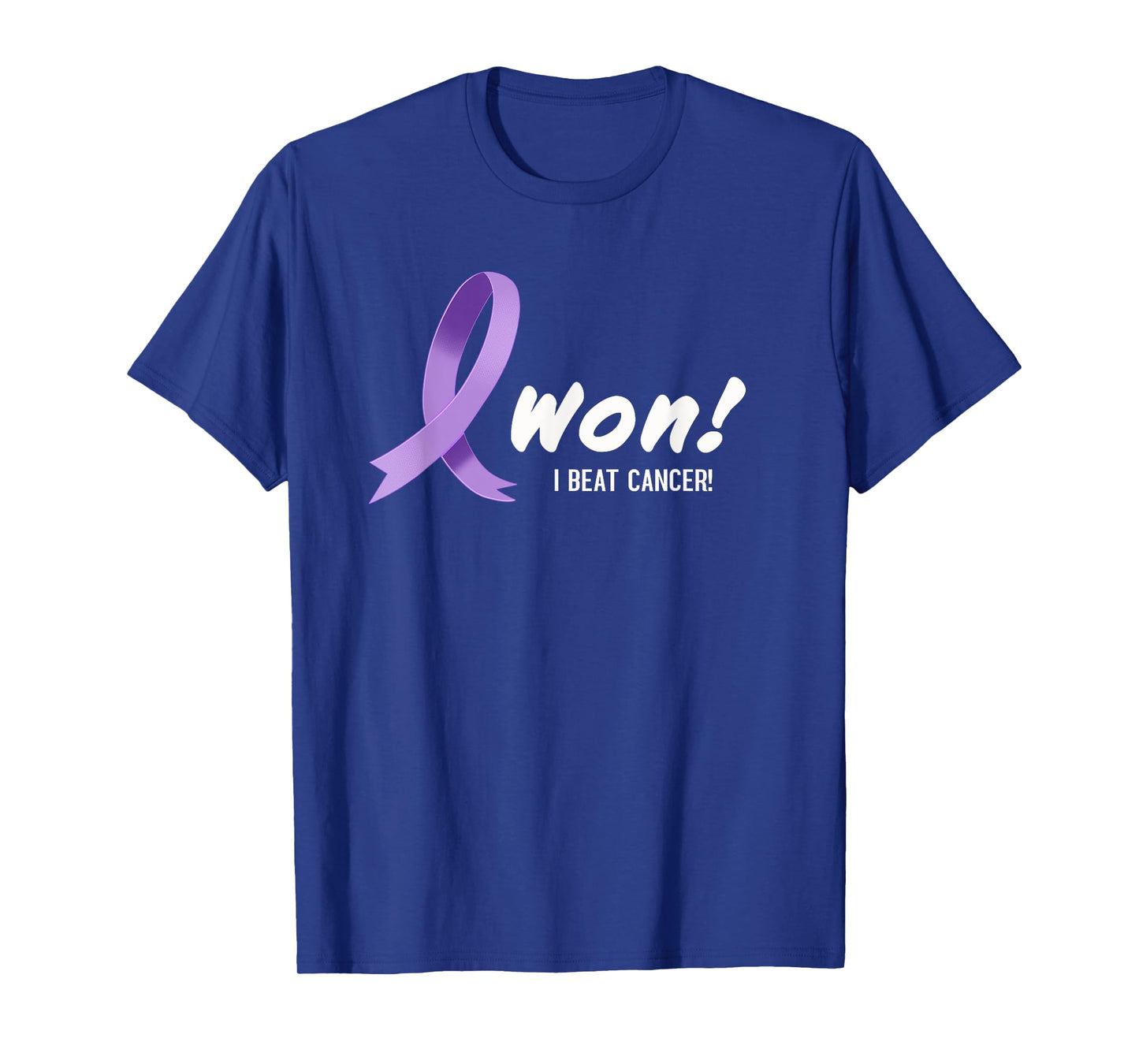 I Beat Cancer, I Won! Lavender Ribbon For All Types Cancer T-Shirt