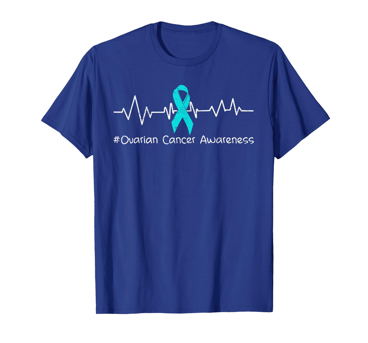 Ovarian Cancer Awareness Heartbeat Ribbon Teal Support T-Shirt