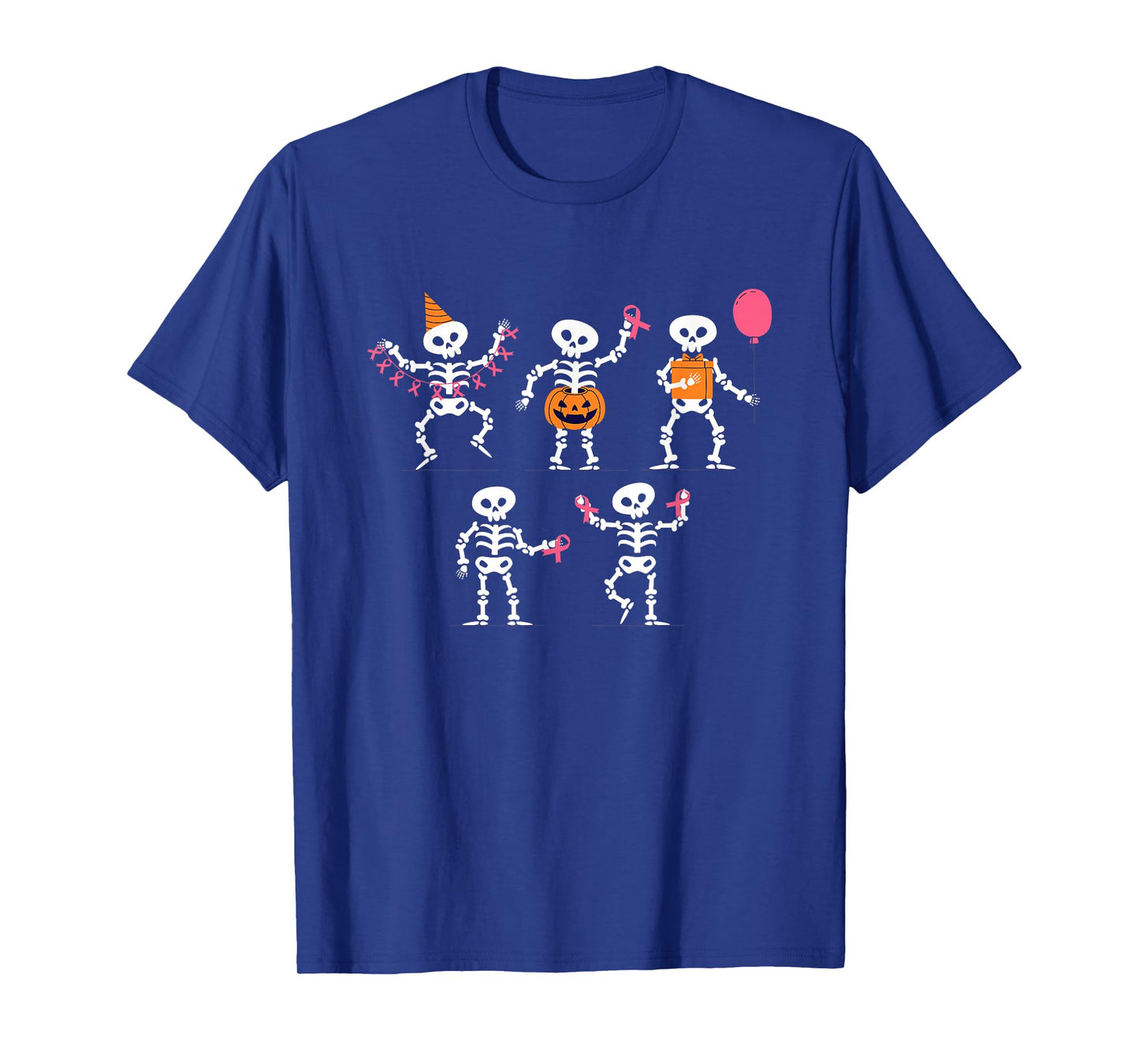 Pink Ribbon Skeleton Dancing Breast Cancer Awareness T-Shirt