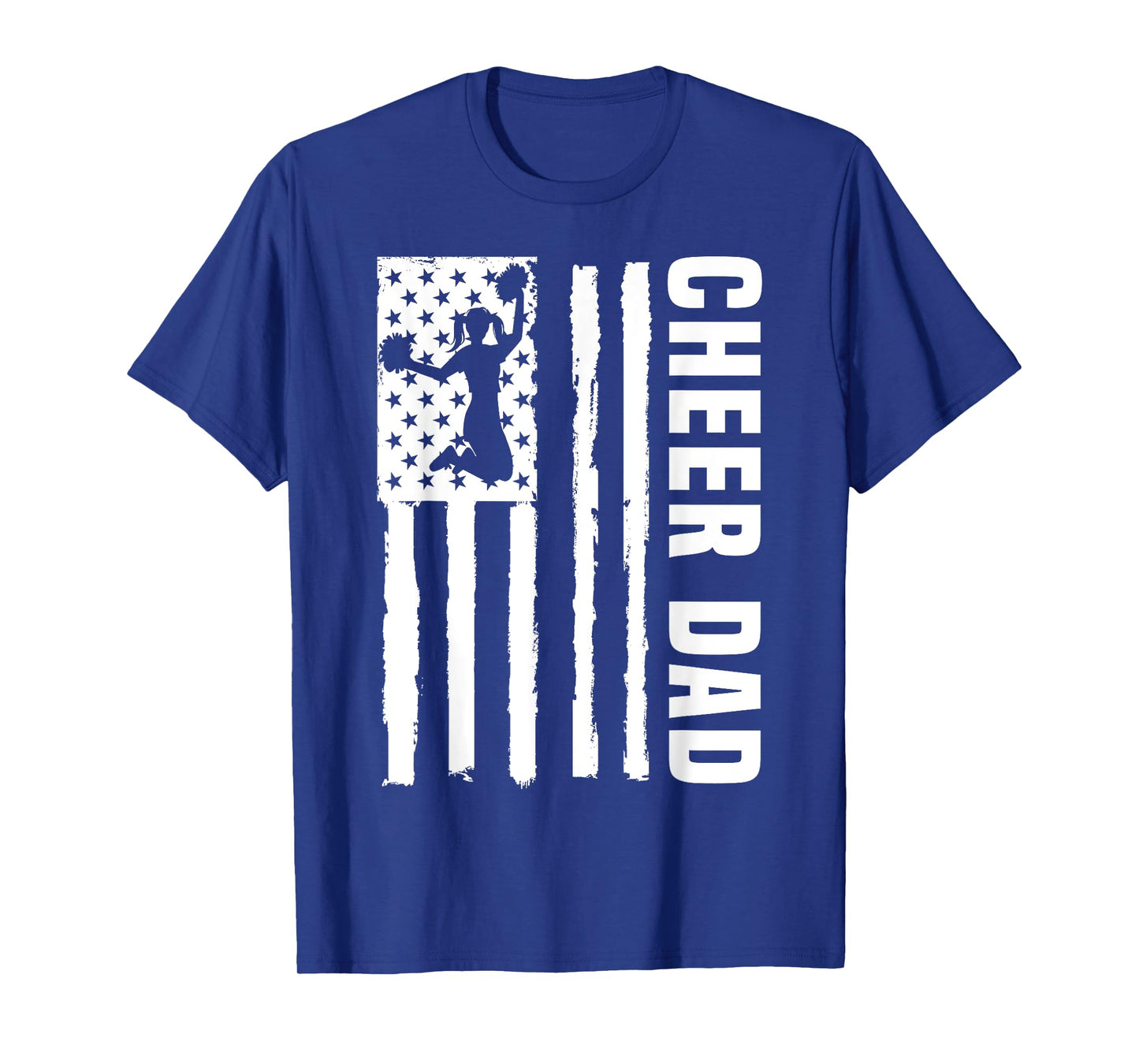 Cheer Dad Cheerleading American Flag Fathers Day Cheerleader T-Shirt