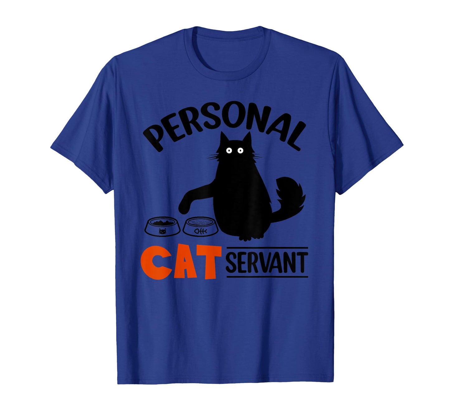 Funny Black Cat Personal Cat Servant T-Shirt for Men Women Girls Kids