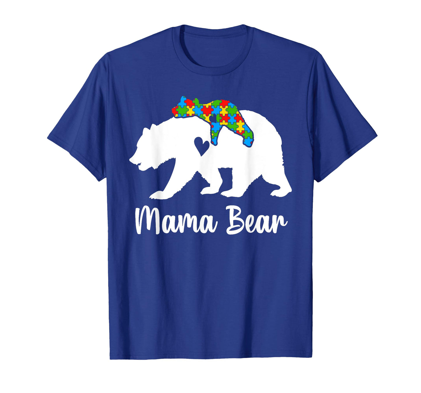 Mama Bear Love Support Autism Awareness Bear Family T-Shirt