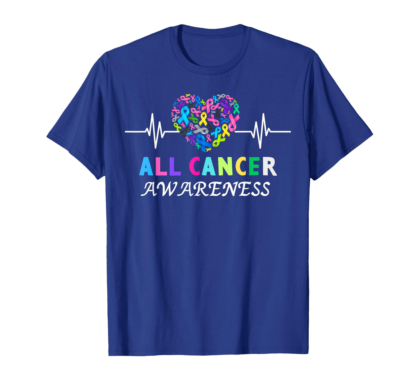 All Cancer Matters Heartbeat Multicolor Ribbon Awareness T-Shirt