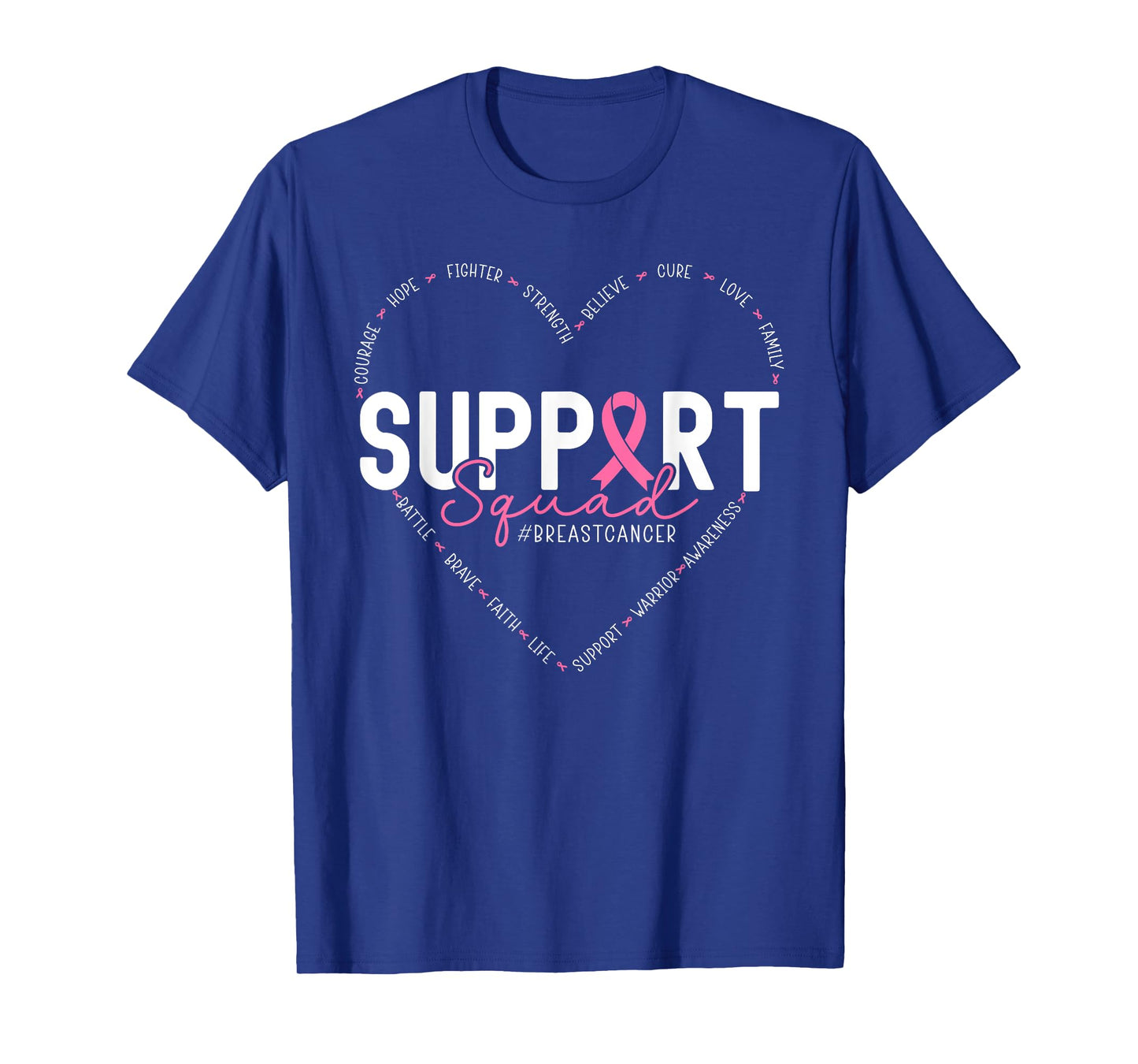 Support Squad Heart Pink Ribbon Breast Cancer Awareness T-Shirt