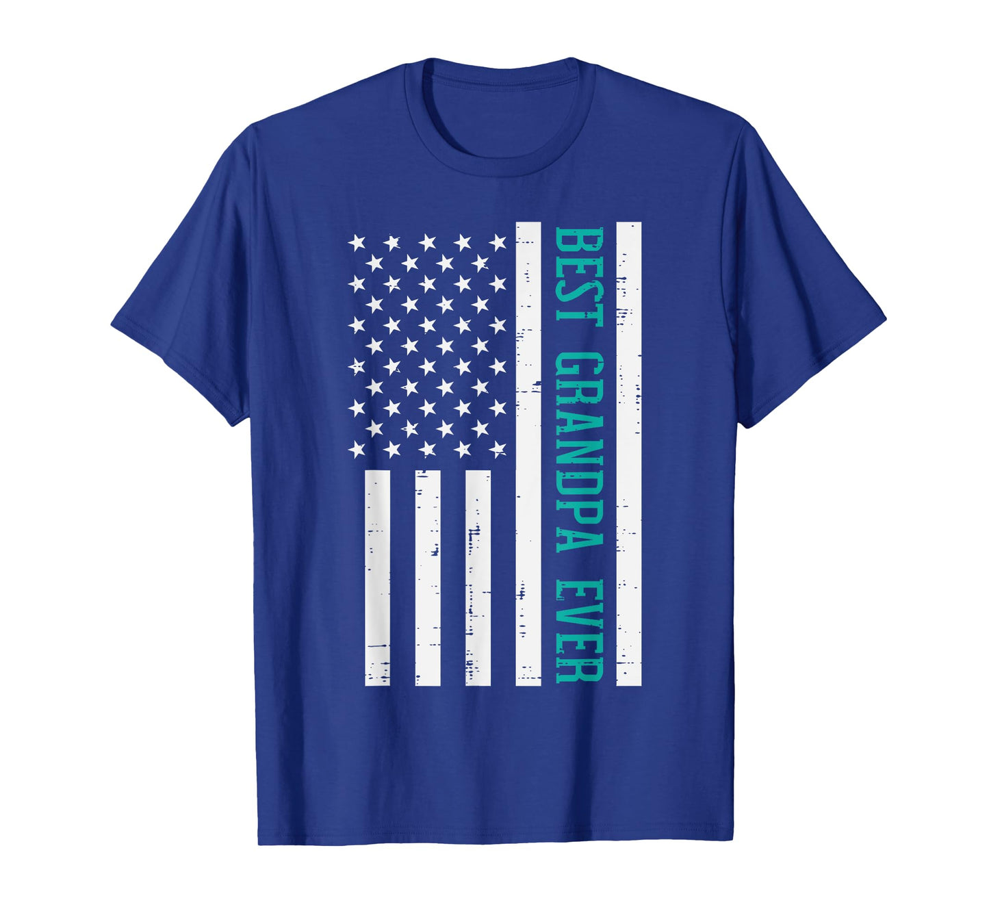 Best Grandpa Ever US Flag Vintage Fathers Day Patriotic Women Men T-Shirt