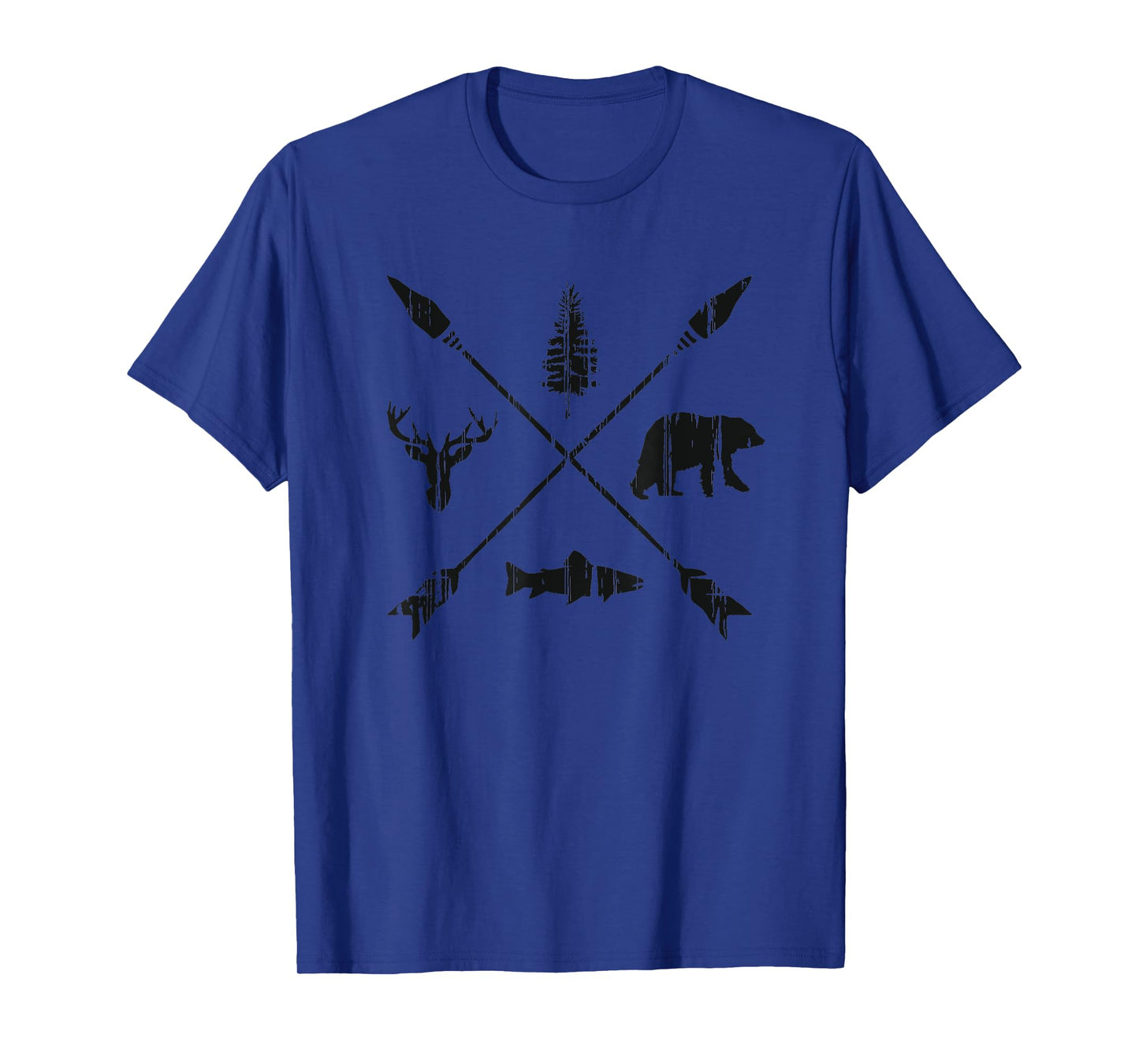 Crossed Arrows PNW Compass Bear Deer Salmon Rustic Outdoors T-Shirt