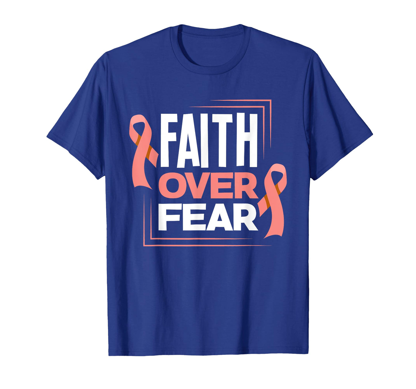 Faith Fear Peach Ribbon Endometrial Cancer Awareness T-Shirt