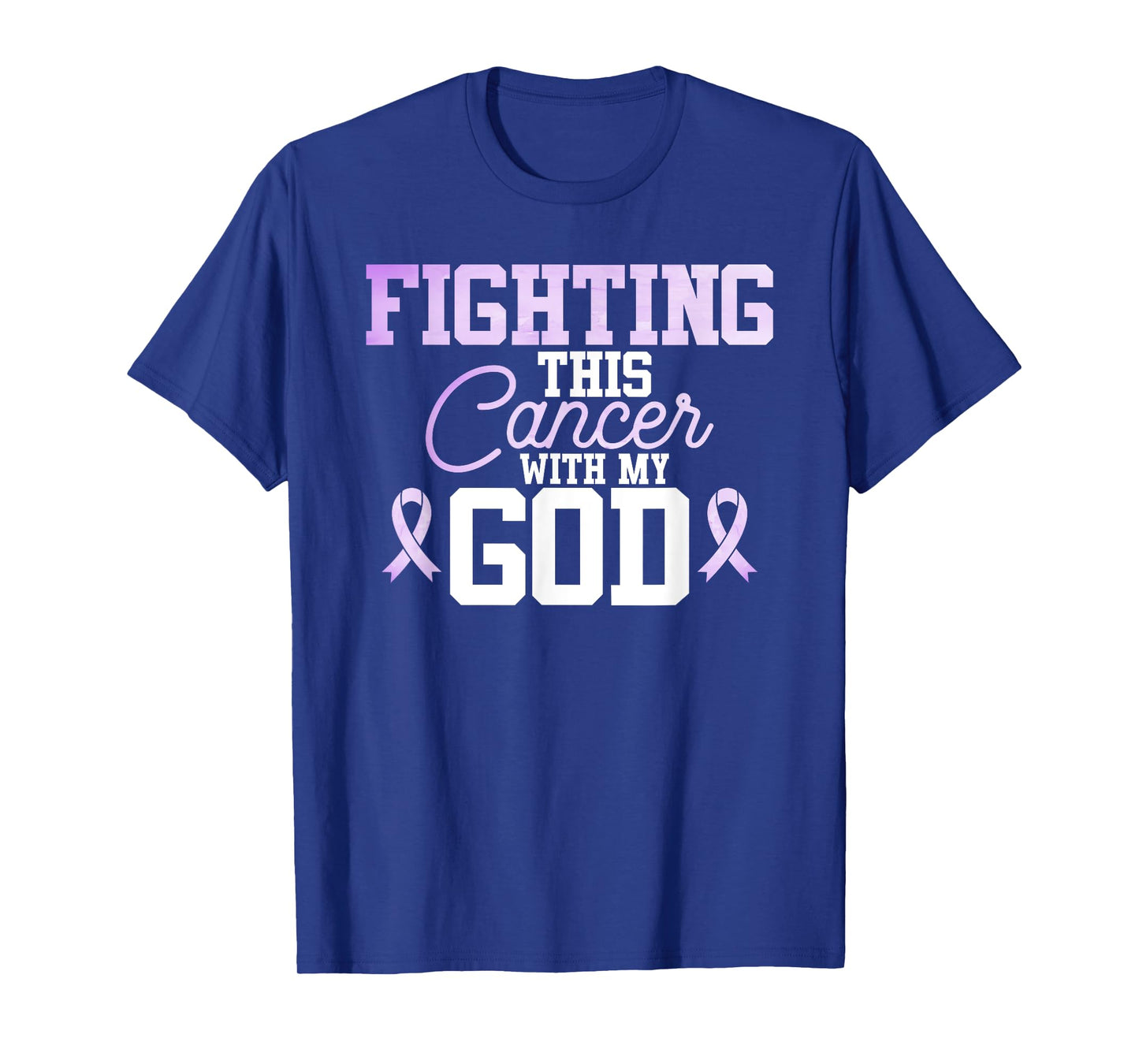Christian Fighting Cancer Awareness Quote Purple Ribbon T-Shirt