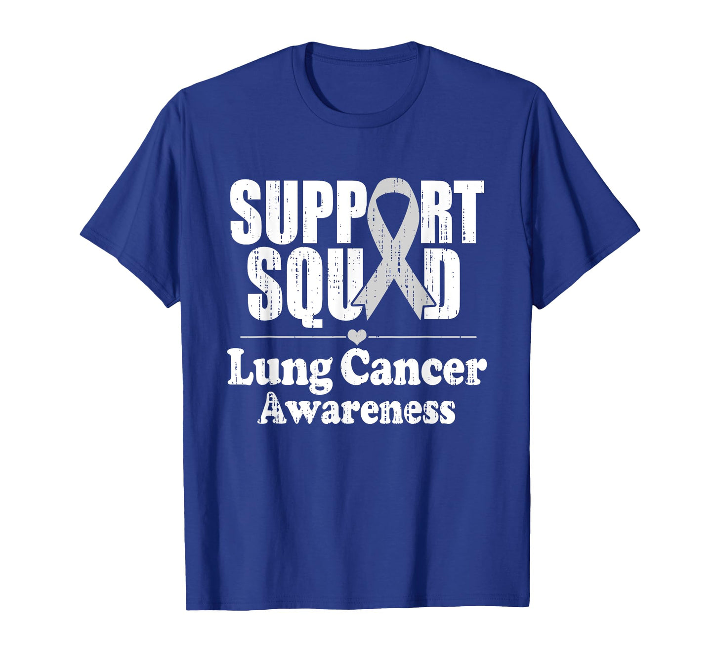 Lung Cancer Awareness White Ribbon Support Crew Squad T-Shirt
